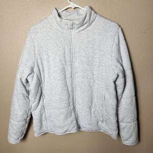 3 Dots Light Heathered Gray Knit Puffer Jacket-Size M